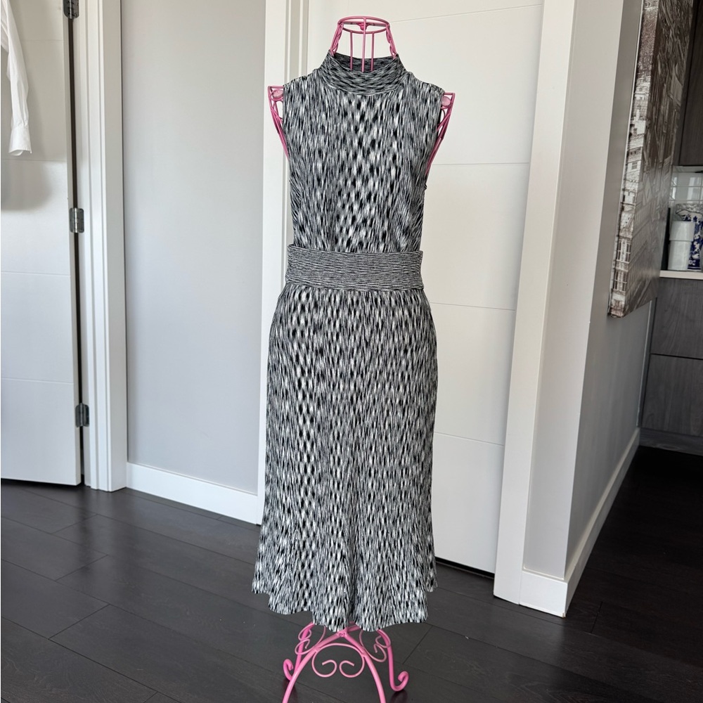 Club Monaco Black and White Midi Skirt and Top Set